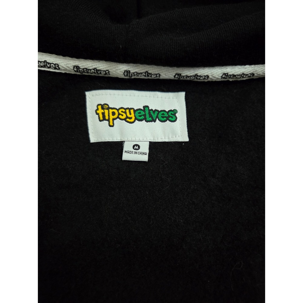 Tipsy Elves Mens Skeleton Full Zip Hoodie Skull Mask Halloween Costume Black M - Picture 6 of 12